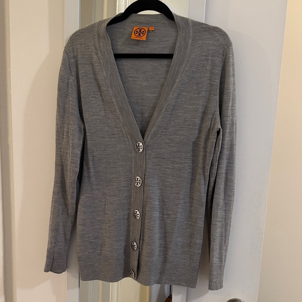 Tory Burch Elegant Gray Cardigan